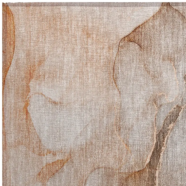 2' X 3' Taupe Abstract Washable Indoor Outdoor Area Rug