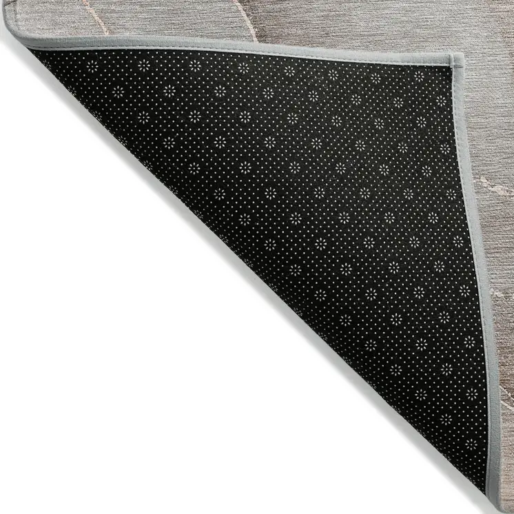5' X 8' Taupe Abstract Washable Indoor Outdoor Area Rug
