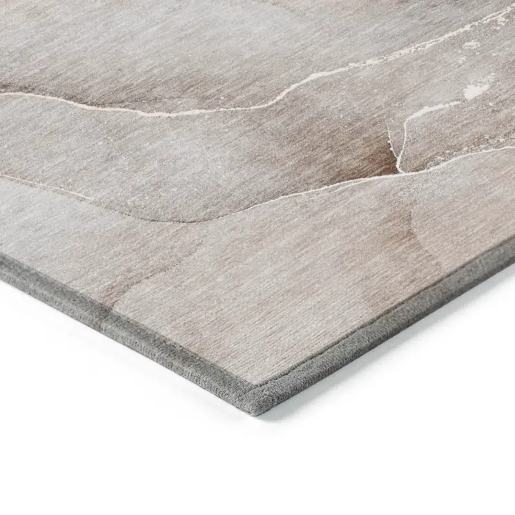 5' X 8' Taupe Abstract Washable Indoor Outdoor Area Rug