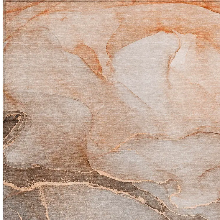 8' X 10' Taupe Abstract Washable Non Skid Indoor Outdoor Area Rug