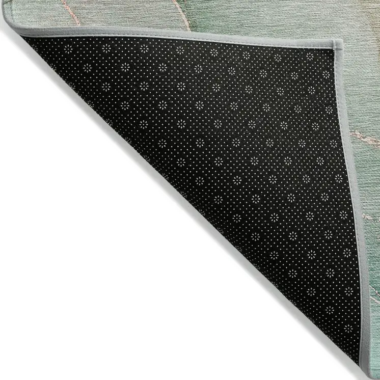 8' X 10' Teal Abstract Washable Non Skid Indoor Outdoor Area Rug