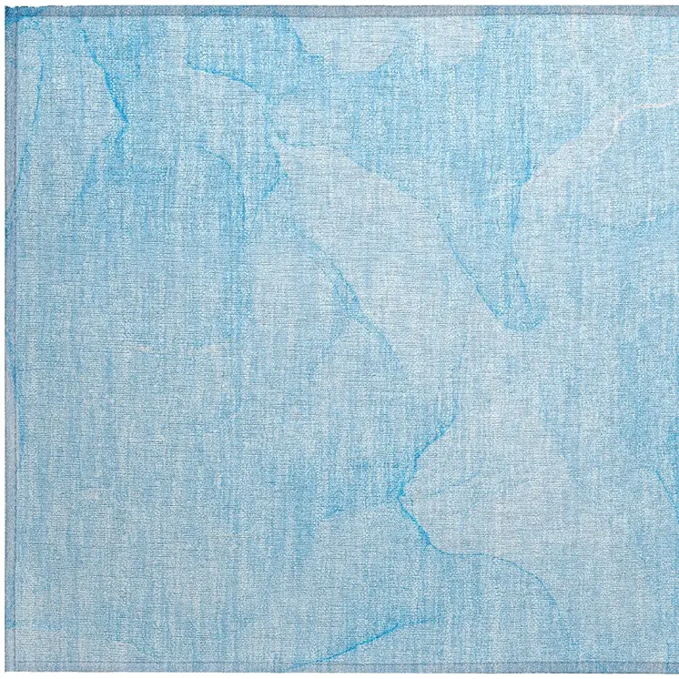 2' X 3' Blue Abstract Washable Non Skid Indoor Outdoor Area Rug