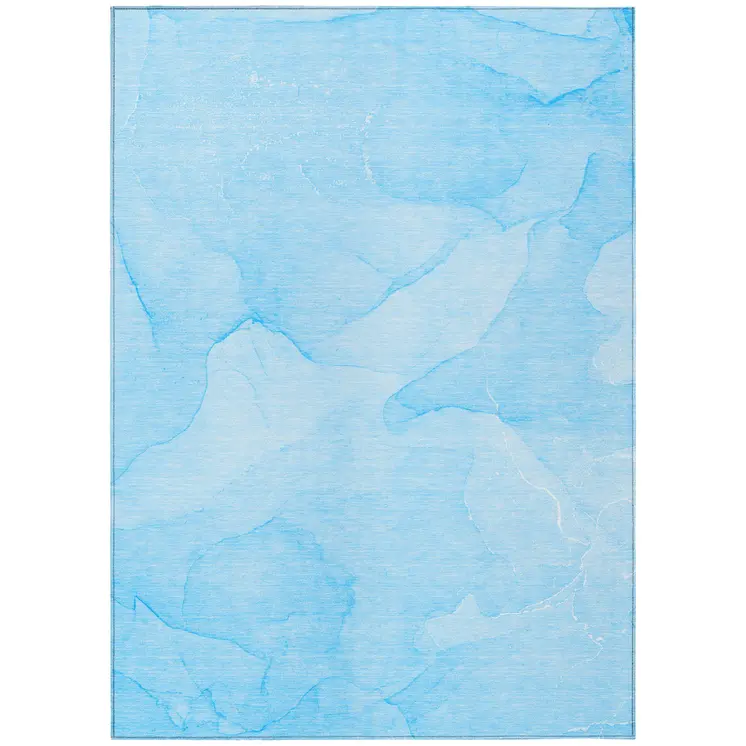 3' X 5' Blue Abstract Washable Non Skid Indoor Outdoor Area Rug
