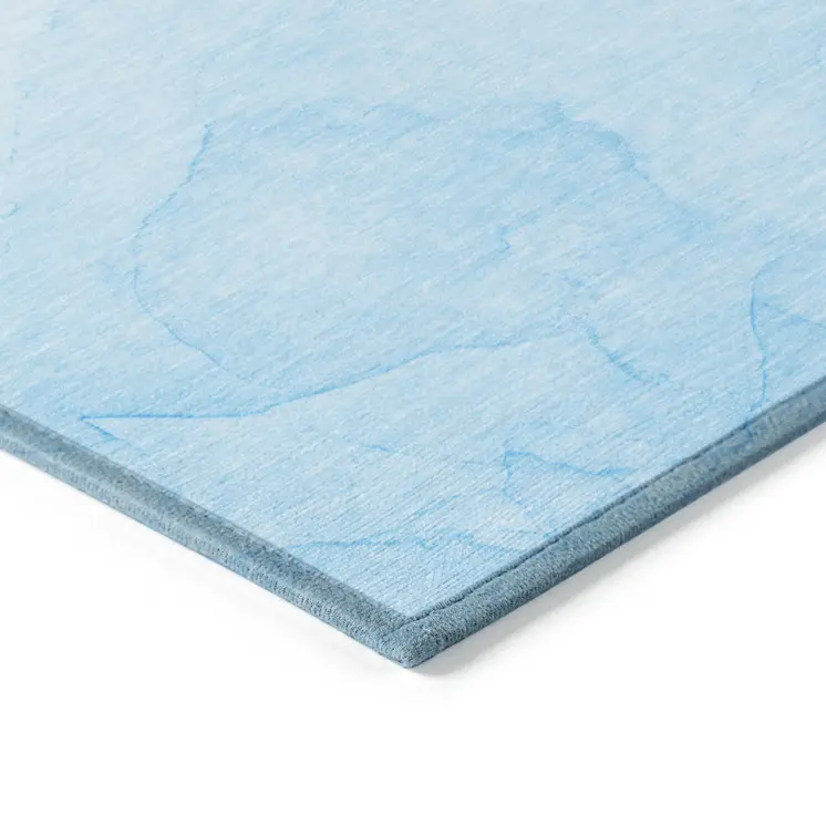 3' X 5' Blue Abstract Washable Non Skid Indoor Outdoor Area Rug
