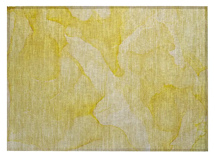 2' X 3' Gold Abstract Washable Non Skid Indoor Outdoor Area Rug