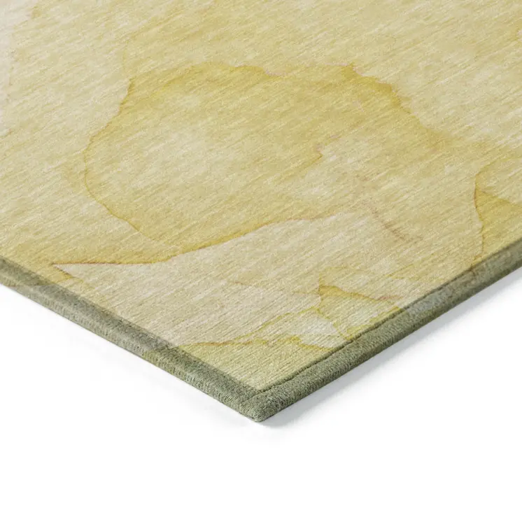 8' Round Gold Abstract Washable Non Skid Indoor Outdoor Area Rug