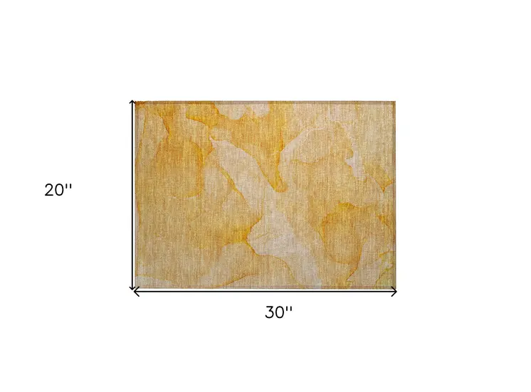2' X 3' Orange Abstract Washable Non Skid Indoor Outdoor Area Rug
