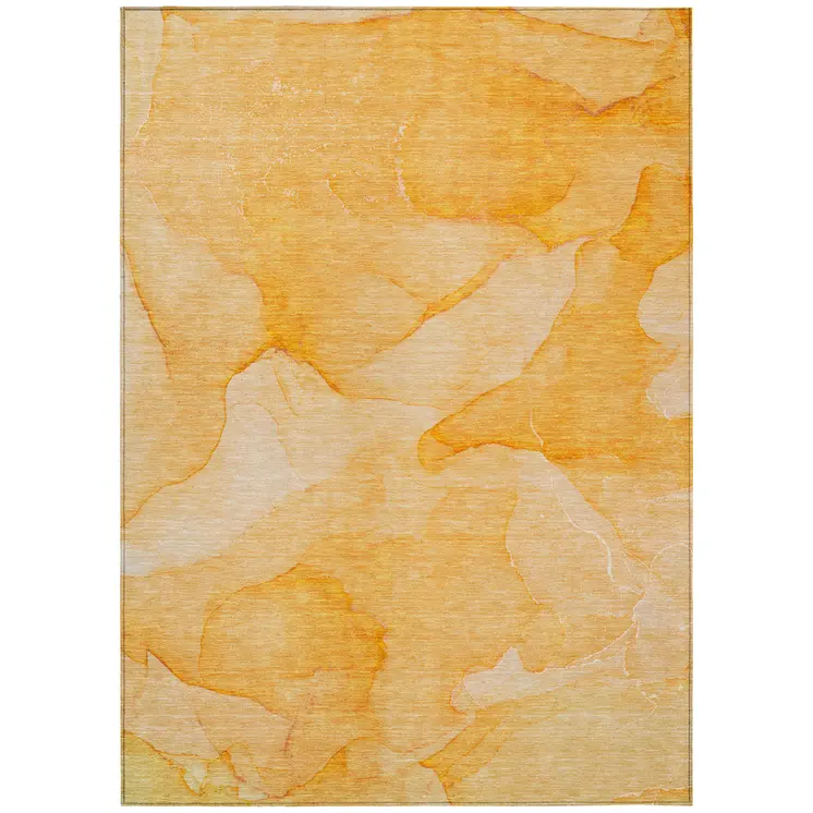 9' X 12' Orange Abstract Washable Non Skid Indoor Outdoor Area Rug