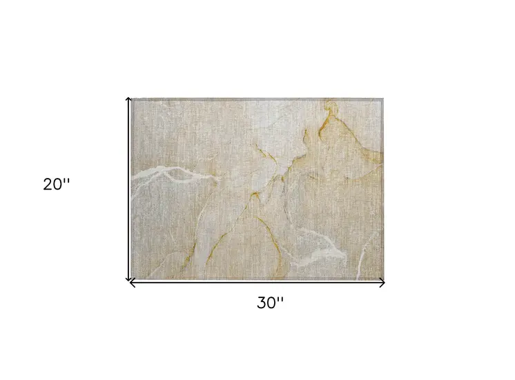 2' X 3' Beige Abstract Washable Indoor Outdoor Area Rug