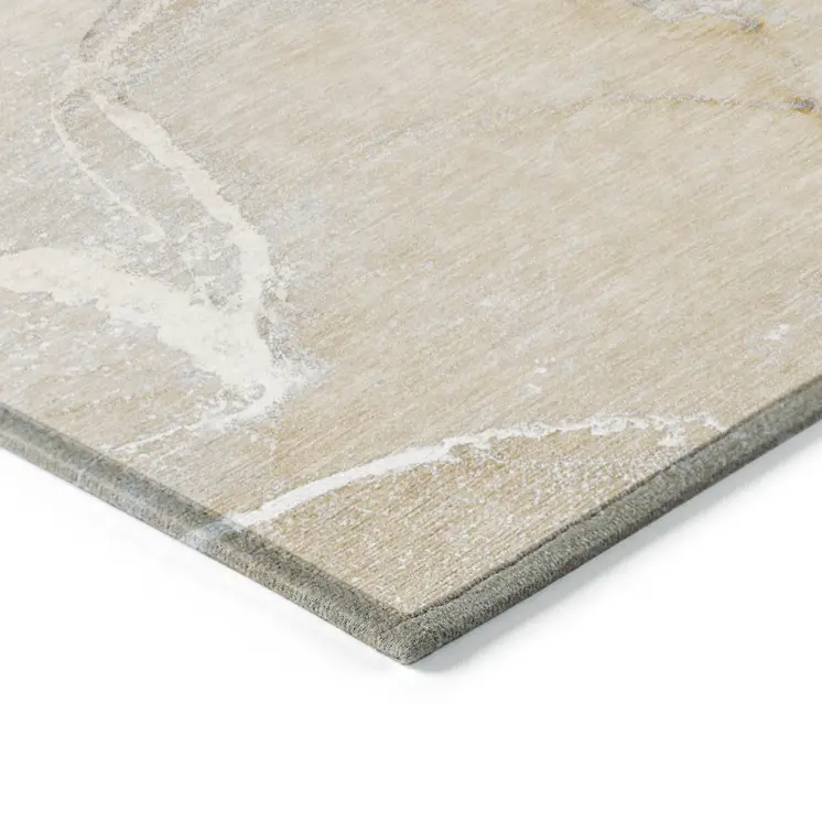 10' X 14' Beige Abstract Washable Non Skid Indoor Outdoor Area Rug