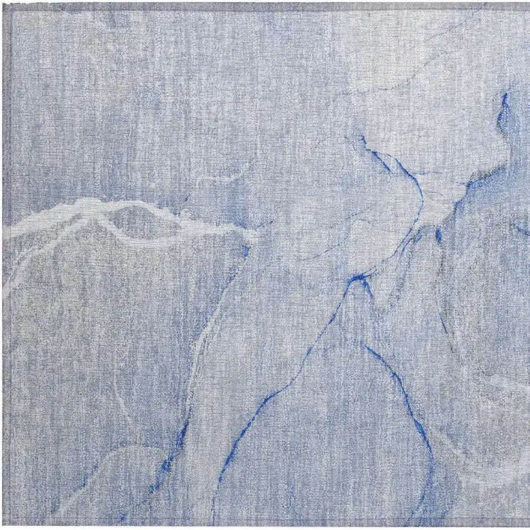 2' X 3' Blue Abstract Washable Non Skid Indoor Outdoor Area Rug
