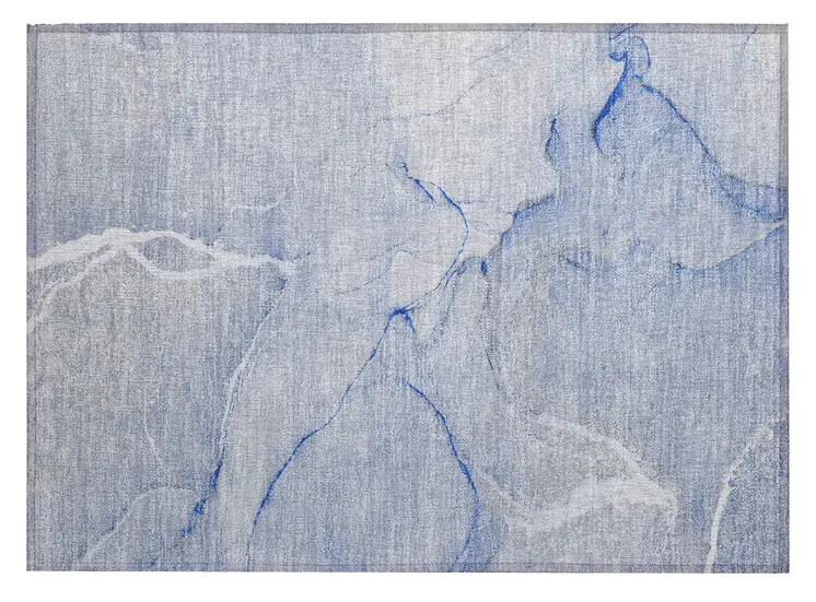 2' X 3' Blue Abstract Washable Non Skid Indoor Outdoor Area Rug