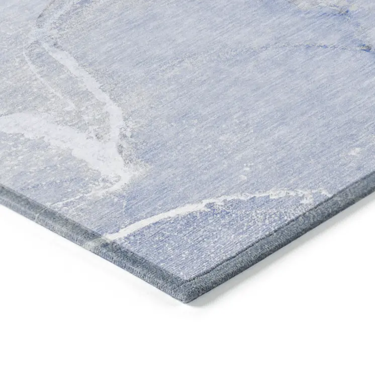 2' X 3' Blue Abstract Washable Non Skid Indoor Outdoor Area Rug
