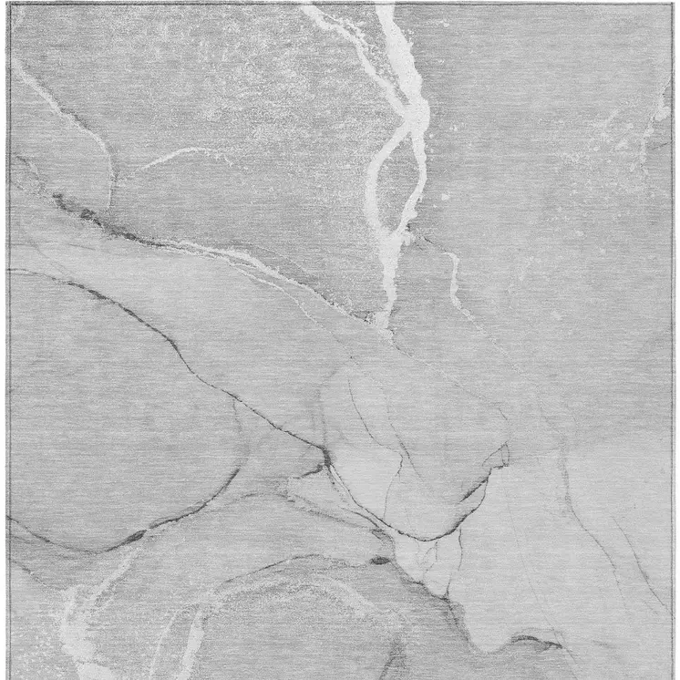 3' X 5' Gray Abstract Washable Non Skid Indoor Outdoor Area Rug