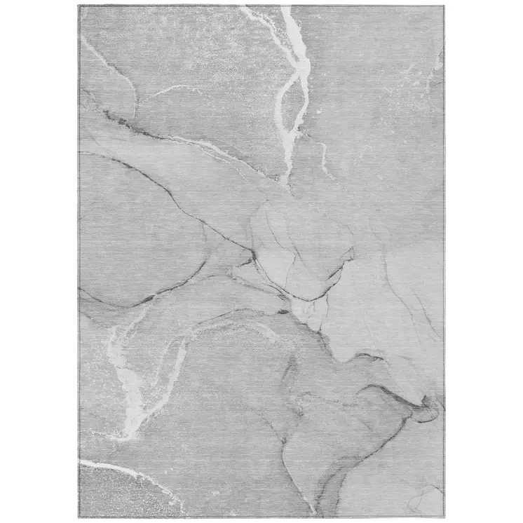 3' X 5' Gray Abstract Washable Non Skid Indoor Outdoor Area Rug