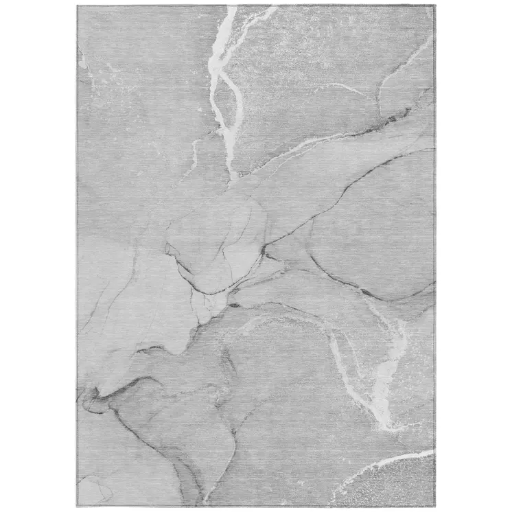 5' X 8' Gray Abstract Washable Non Skid Indoor Outdoor Area Rug