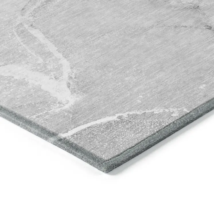8' Round Gray Round Abstract Washable Non Skid Indoor Outdoor Area Rug