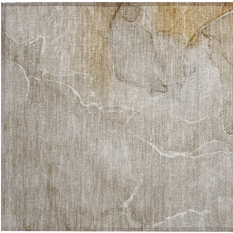 2' X 3' Beige Abstract Washable Non Skid Indoor Outdoor Area Rug