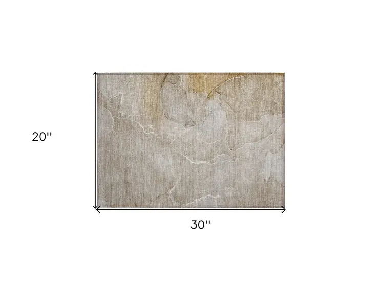 2' X 3' Beige Abstract Washable Non Skid Indoor Outdoor Area Rug