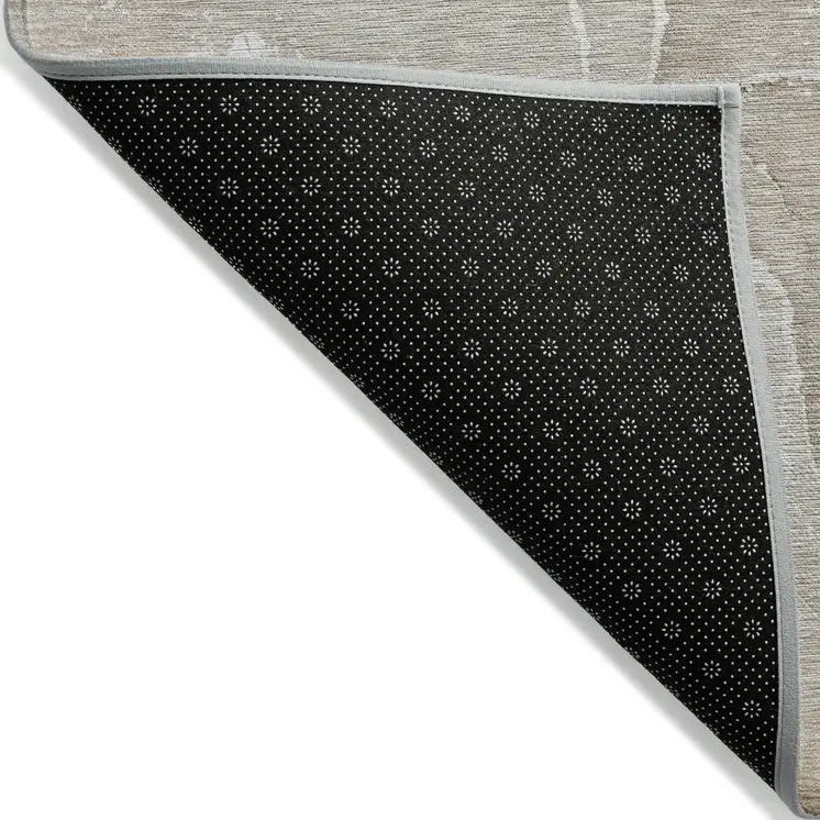 3' X 5' Beige Abstract Washable Non Skid Indoor Outdoor Area Rug
