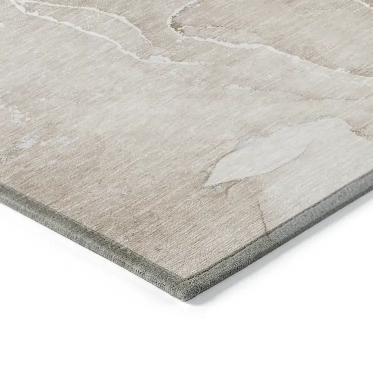 5' X 8' Beige Abstract Washable Non Skid Indoor Outdoor Area Rug