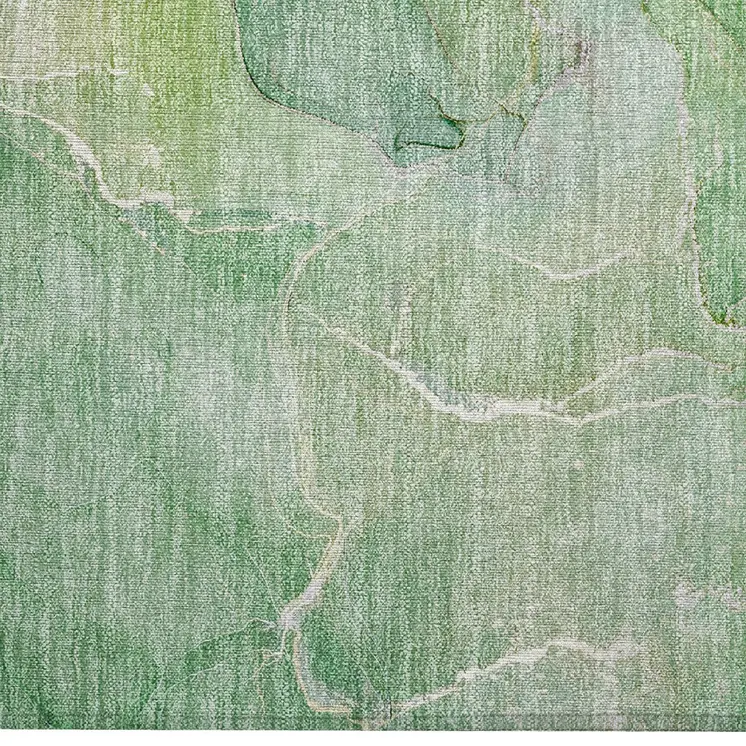 2' X 3' Green Abstract Washable Non Skid Indoor Outdoor Area Rug