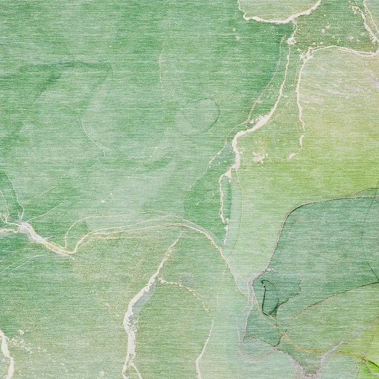 3' X 5' Green Abstract Washable Non Skid Indoor Outdoor Area Rug