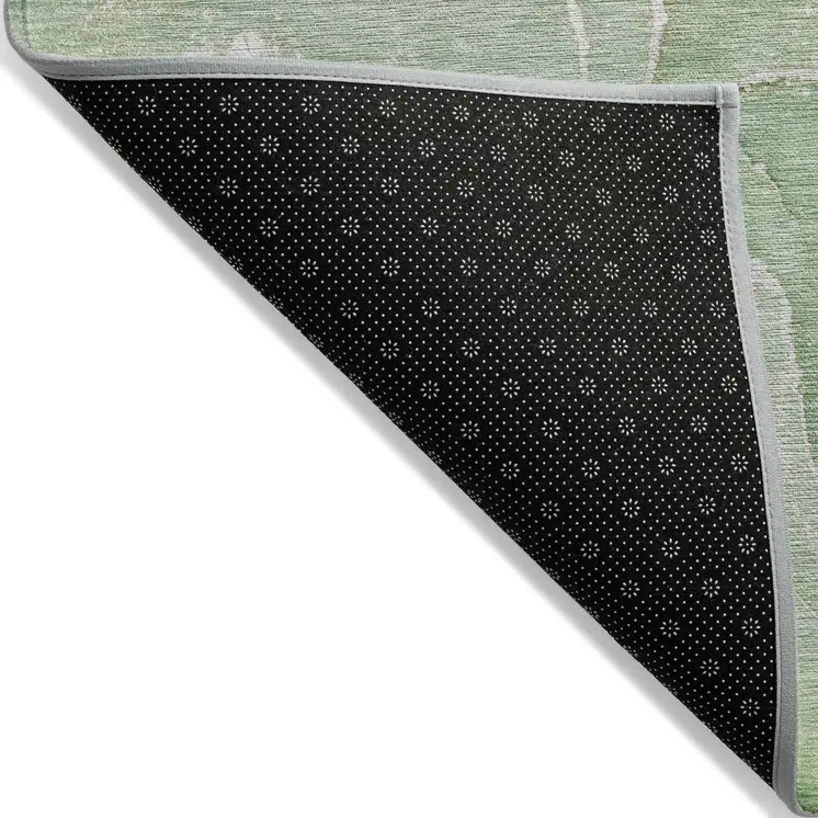 8' Round Green Round Abstract Washable Non Skid Indoor Outdoor Area Rug