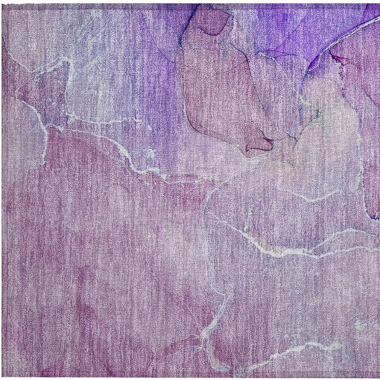 2' X 3' Purple Abstract Washable Non Skid Indoor Outdoor Area Rug