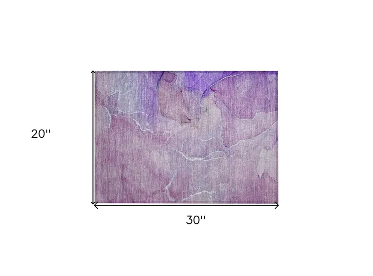 2' X 3' Purple Abstract Washable Non Skid Indoor Outdoor Area Rug