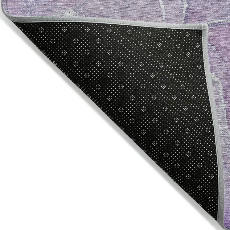 8' Runner Purple Abstract Washable Non Skid Indoor Outdoor Runner Rug