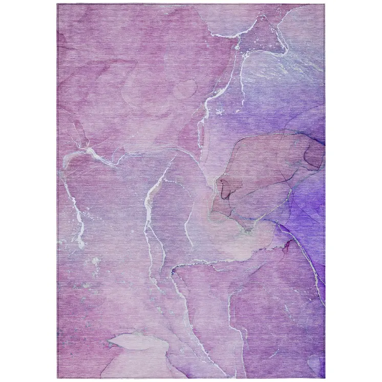 8' X 10' Purple Abstract Washable Non Skid Indoor Outdoor Area Rug