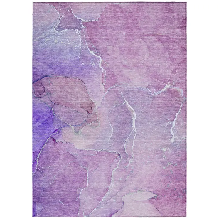 8' X 10' Purple Abstract Washable Non Skid Indoor Outdoor Area Rug