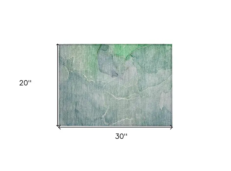 2' X 3' Teal Abstract Washable Non Skid Indoor Outdoor Area Rug
