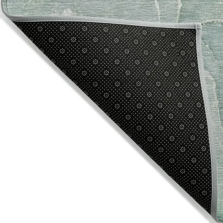 3' X 5' Teal Abstract Washable Non Skid Indoor Outdoor Area Rug