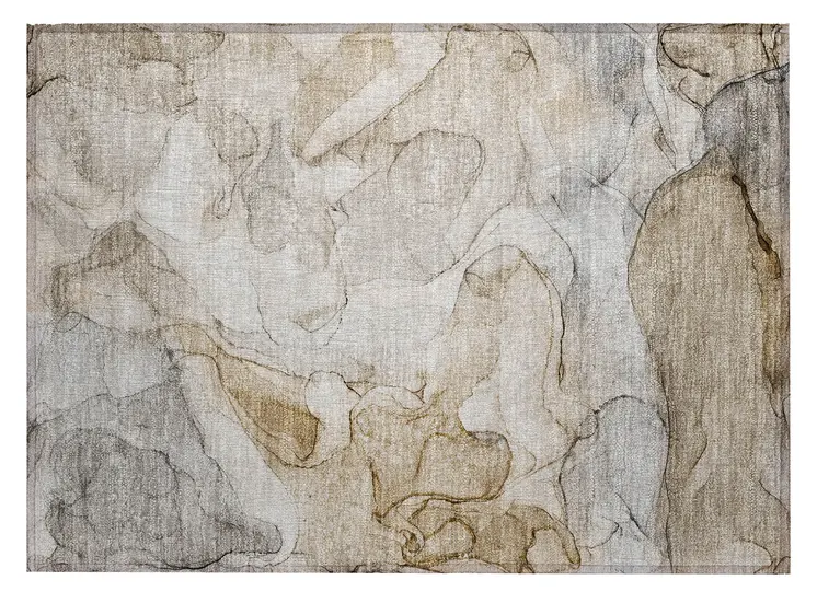 2' X 3' Beige Abstract Washable Non Skid Indoor Outdoor Area Rug