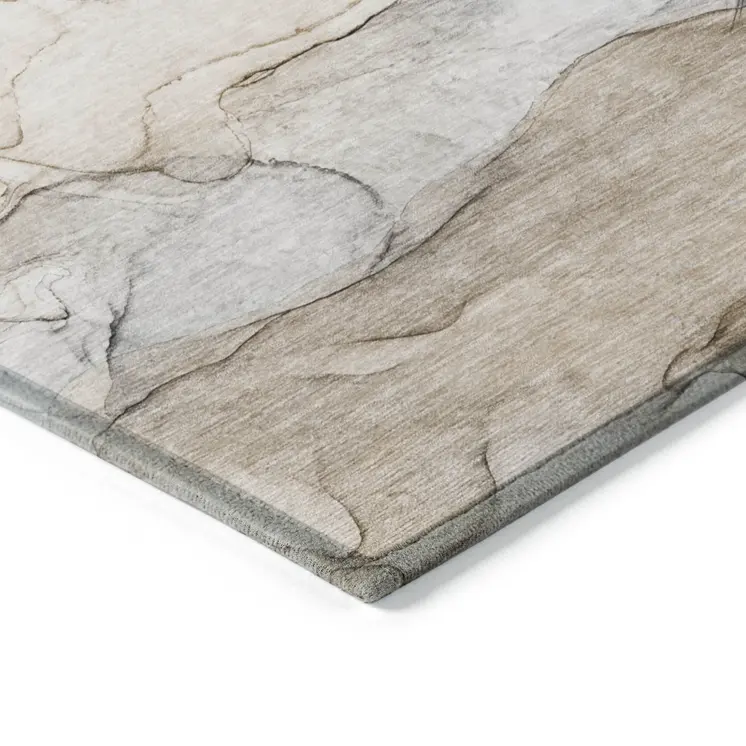 8' X 10' Beige Abstract Washable Non Skid Indoor Outdoor Area Rug