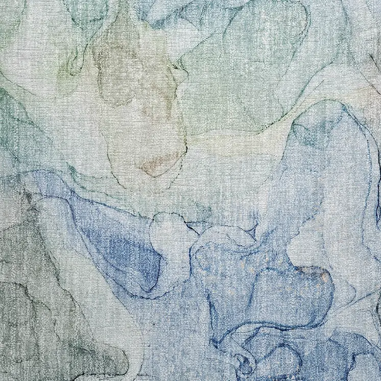2' X 3' Blue Abstract Washable Non Skid Indoor Outdoor Area Rug