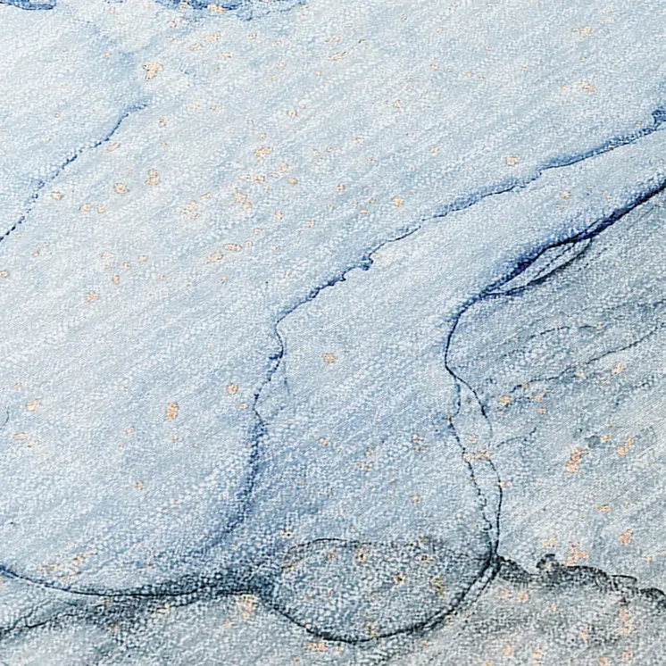 9' X 12' Blue Abstract Washable Non Skid Indoor Outdoor Area Rug
