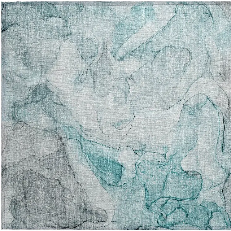 2' X 3' Gray and Ivory Abstract Washable Non Skid Indoor Outdoor Area Rug