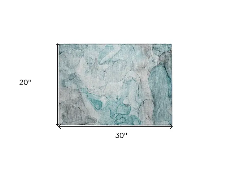 2' X 3' Gray and Ivory Abstract Washable Non Skid Indoor Outdoor Area Rug