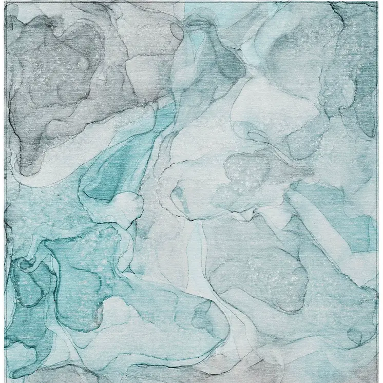 3' X 5' Gray and Ivory Abstract Washable Non Skid Indoor Outdoor Area Rug