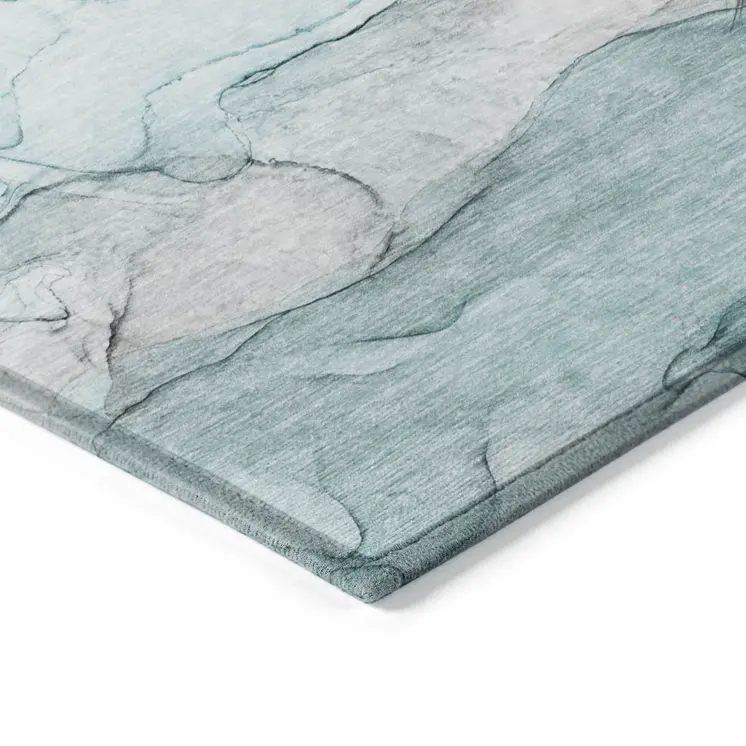 5' X 8' Gray and Ivory Abstract Washable Non Skid Indoor Outdoor Area Rug