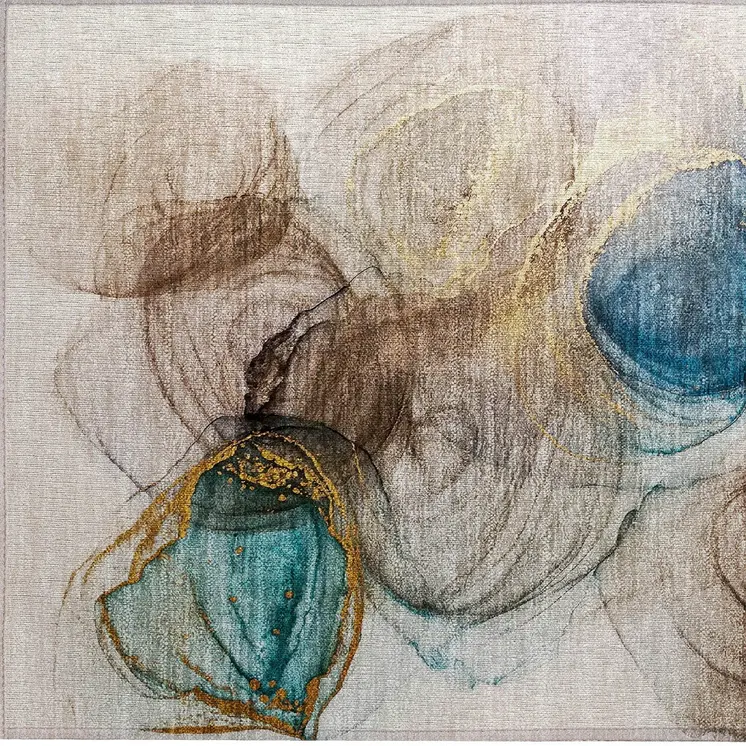 2' X 3' Beige Abstract Washable Non Skid Indoor Outdoor Area Rug