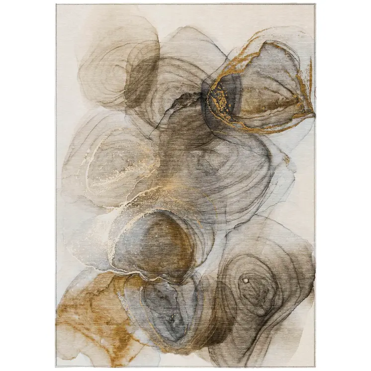 9' X 12' Brown Abstract Washable Non Skid Indoor Outdoor Area Rug