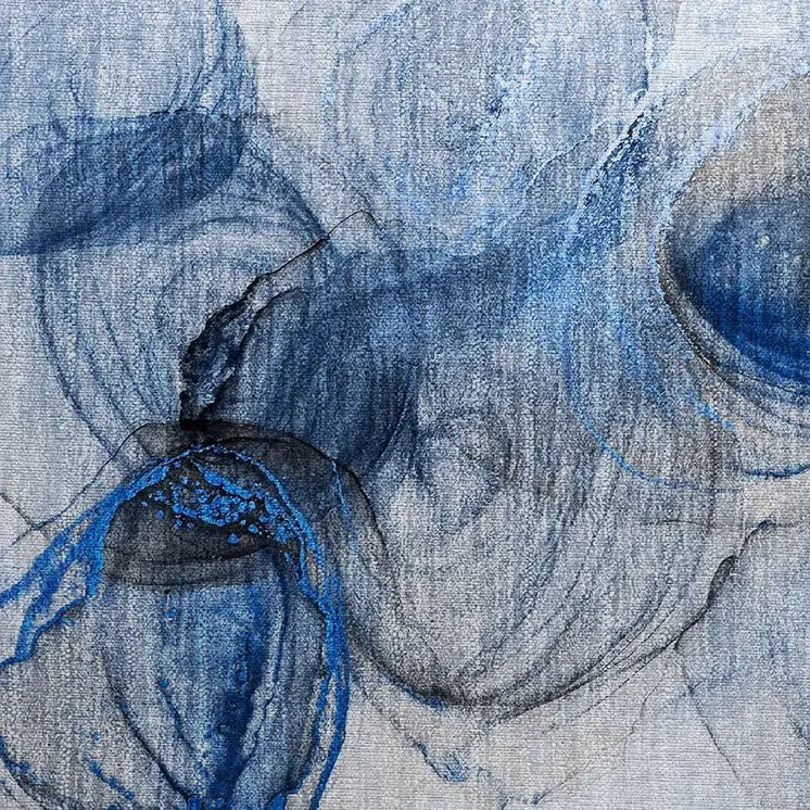 2' X 3' Ivory Blue And Gray Abstract Washable Indoor Outdoor Area Rug