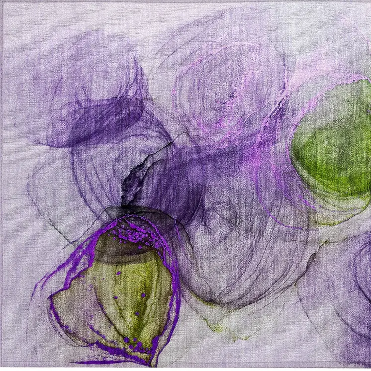 2' X 3' Purple Abstract Washable Non Skid Indoor Outdoor Area Rug
