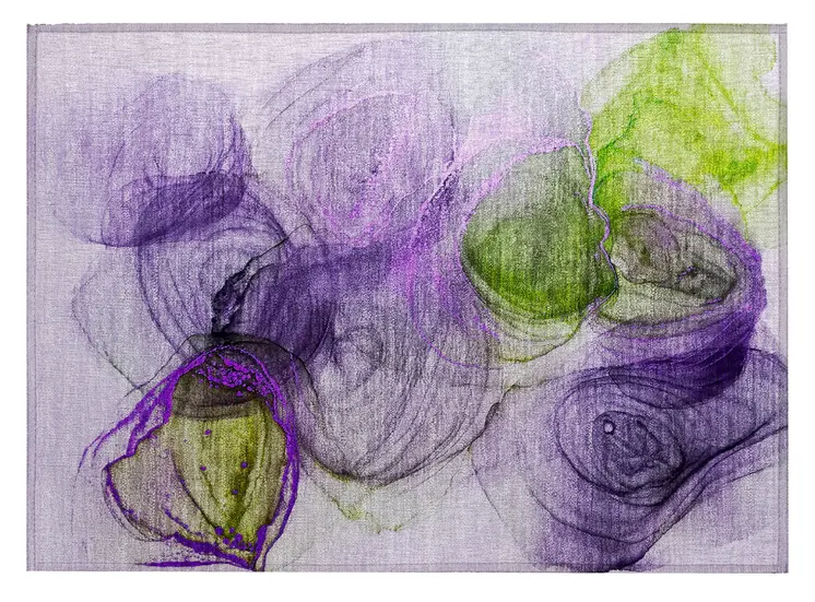 2' X 3' Purple Abstract Washable Non Skid Indoor Outdoor Area Rug