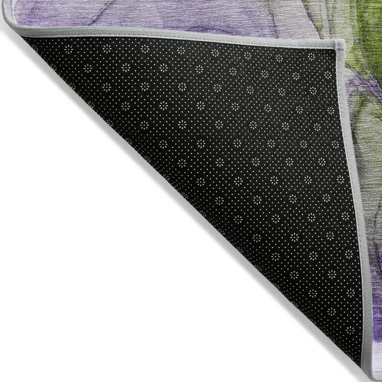 8' Runner Purple Abstract Washable Non Skid Indoor Outdoor Runner Rug