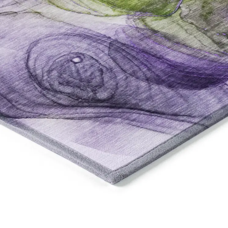8' Runner Purple Abstract Washable Non Skid Indoor Outdoor Runner Rug